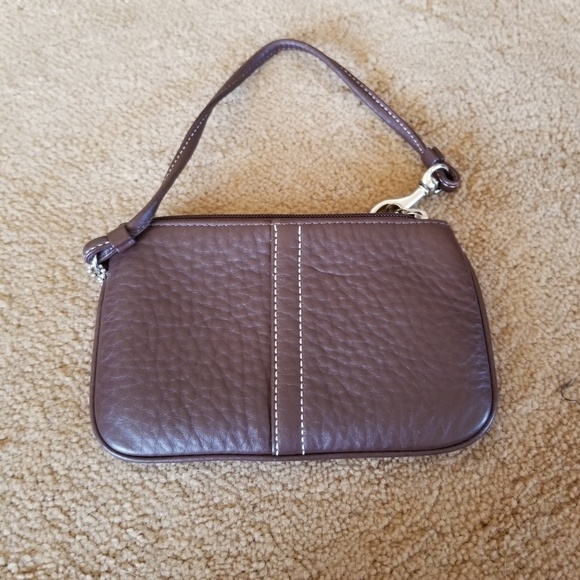 Coach Brown Pebble Leather Wristlet - Picture 5 of 6